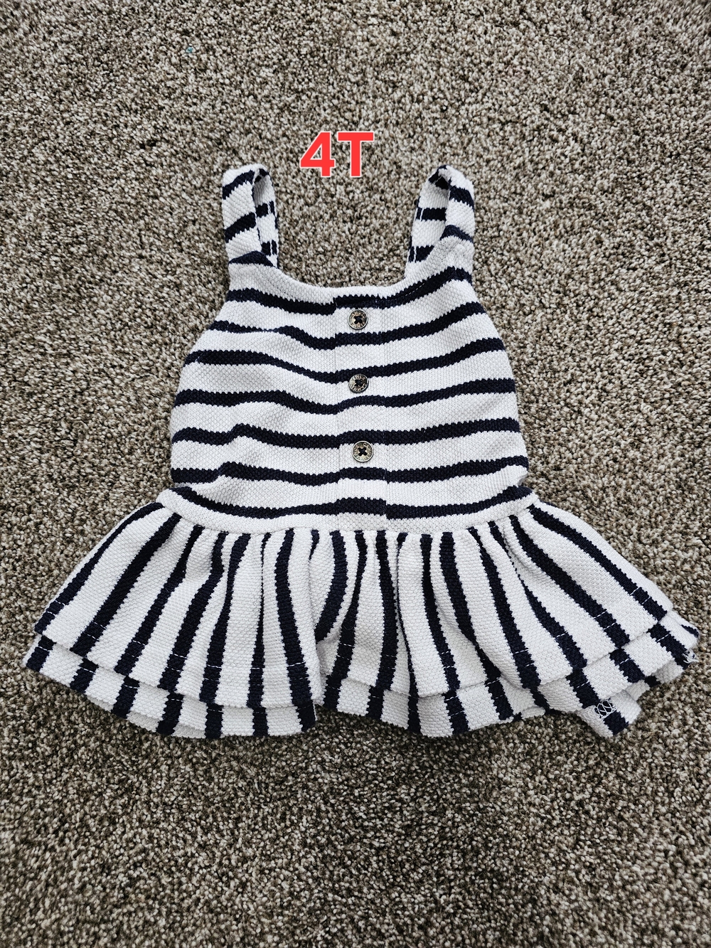 Striped Knit Tank Dress — Navy & White